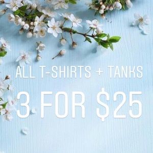 All T-shirts + Tanks 3 for $25